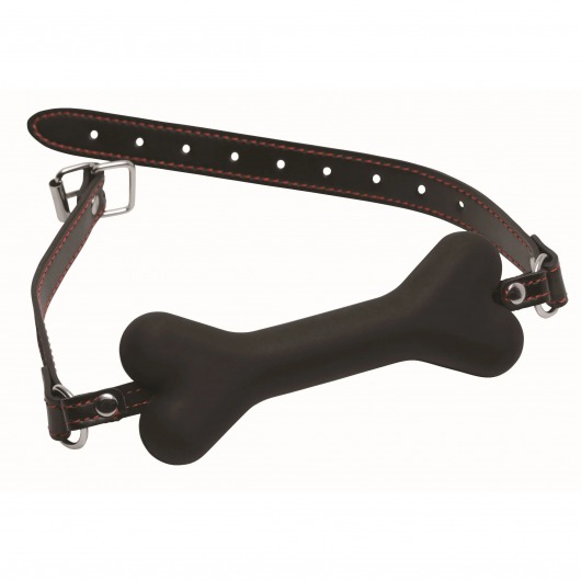 Черный кляп в форме косточки Hound Adjustable Dog Bone Gag - XR Brands - купить с доставкой в Балашихе