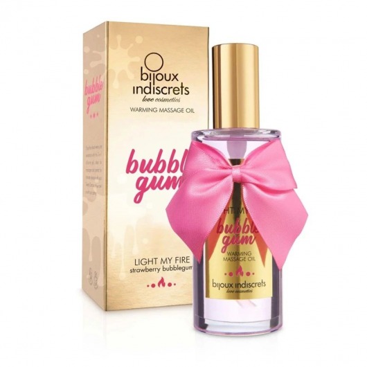 Разогревающее массажное масло Light My Fire Bubble Gum с ароматом бабл-гам - 100 мл. - Bijoux Indiscrets - купить с доставкой в Балашихе