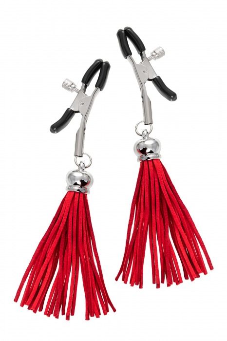 Зажимы на соски «Прищепки» с красными кисточками из замши - Pecado - купить с доставкой в Балашихе