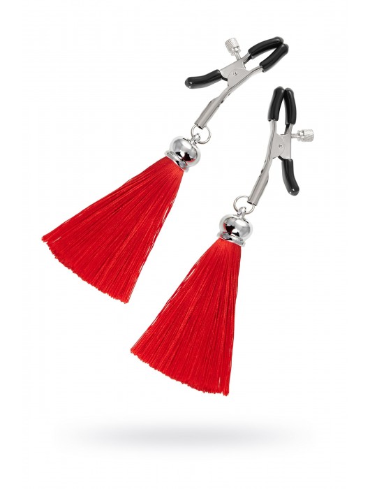 Зажимы на соски «Прищепки» с красными кисточками из шелка - Pecado - купить с доставкой в Балашихе