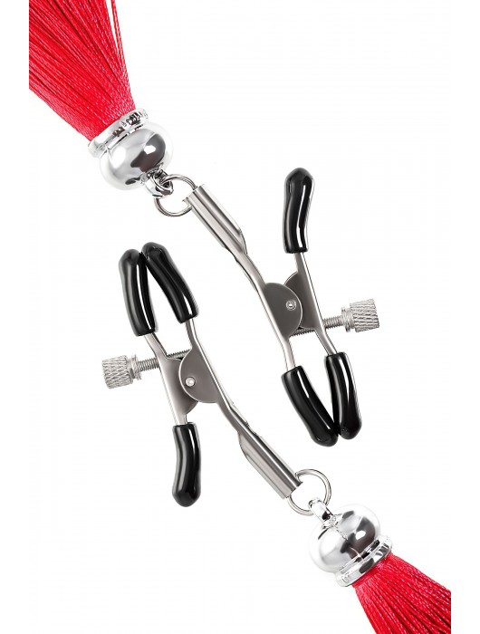 Зажимы на соски «Прищепки» с красными кисточками из шелка - Pecado - купить с доставкой в Балашихе