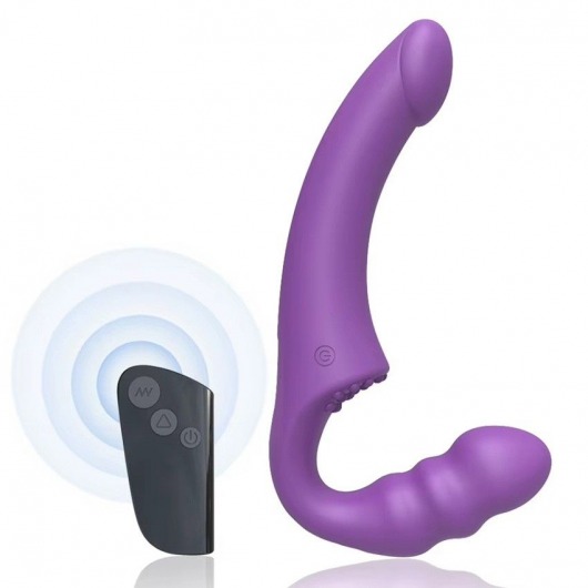Фиолетовый безремневой страпон Straples Strap-On Dildo - Erokay - купить с доставкой в Балашихе