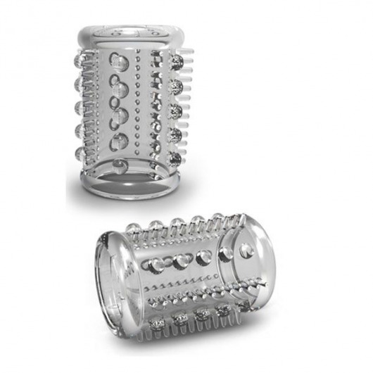 Прозрачная насадка с шипами и шишечками STAY HARD COCK SLEEVE 03 CLEAR - Blush Novelties - в Балашихе купить с доставкой