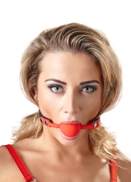 Силиконовый кляп-шар на чёрных ремешках Red Gag silicone - Orion - купить с доставкой в Балашихе