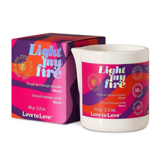 Массажная свеча Light My Fire с ароматом моной - 80 мл. - Love to Love - купить с доставкой в Балашихе