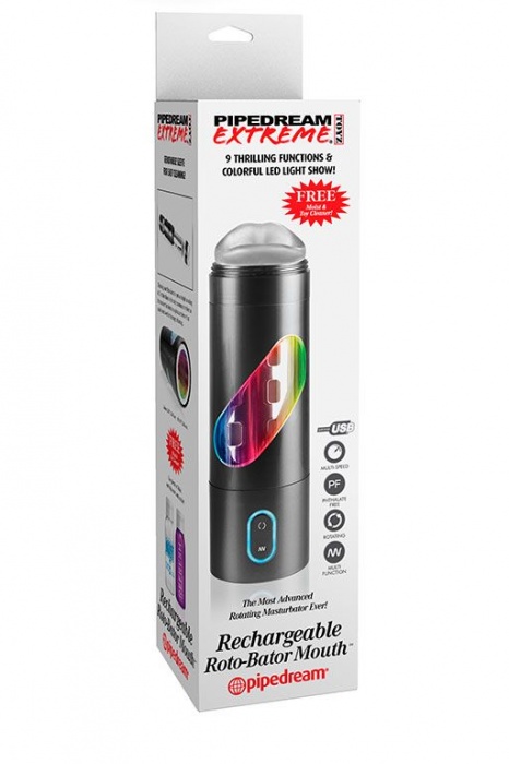 Перезаряжаемый мастурбатор-ротик Extreme Toyz Rechargeable Roto-Bator Mouth - Pipedream - в Балашихе купить с доставкой