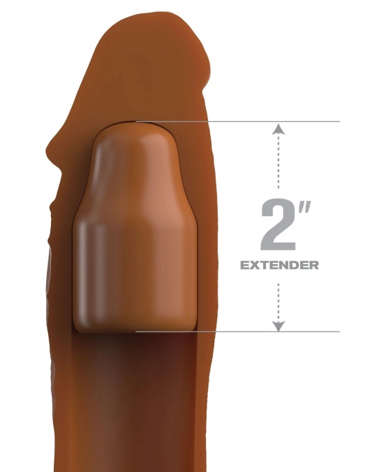 Коричневая насадка на член 2  Silicone X-tension - 20,3 см. - Pipedream - в Балашихе купить с доставкой