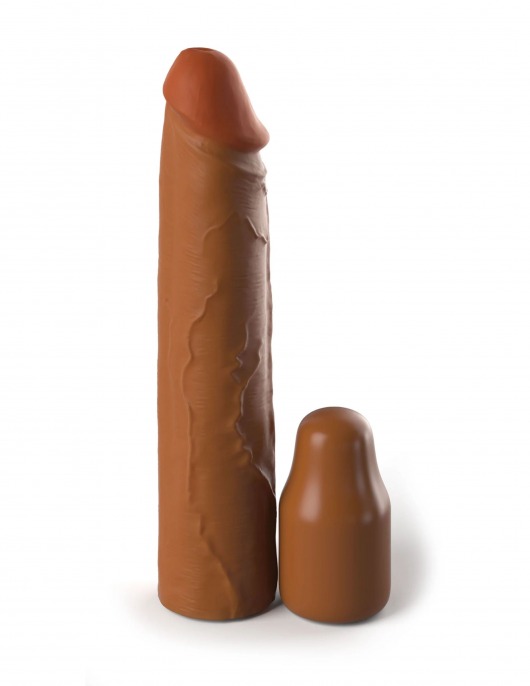 Коричневая насадка на член 2  Silicone X-tension - 20,3 см. - Pipedream - в Балашихе купить с доставкой