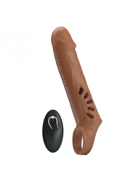 Коричневая вибронасадка с подхватом мошонки и пультом ДУ - Baile - в Балашихе купить с доставкой