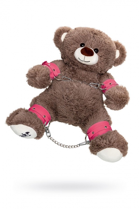 Бондажный набор: бурый мишка с розовыми оковами и наручниками - Pecado - купить с доставкой в Балашихе