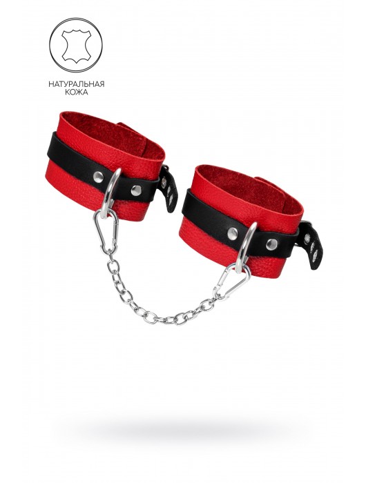 Красно-черные мягкие оковы с одним ремешком и люверсами - Pecado - купить с доставкой в Балашихе