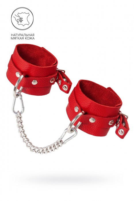 Красные мягкие кожаные оковы с люверсами - Pecado - купить с доставкой в Балашихе