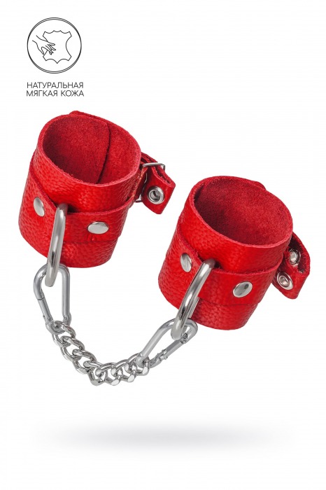 Красные мягкие кожаные наручники с люверсами - Pecado - купить с доставкой в Балашихе