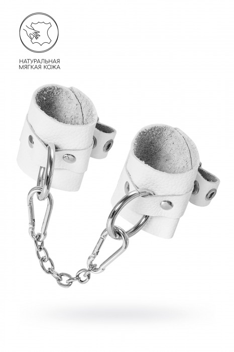 Белые мягкие кожаные наручники с люверсами - Pecado - купить с доставкой в Балашихе