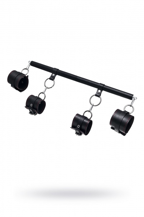 Черная распорка с 4 манжетами для рук и ног - Pecado - купить с доставкой в Балашихе