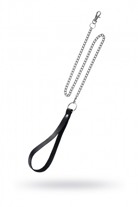 Поводок с ручкой из черной натуральной кожи и карабином для ошейника - Pecado - купить с доставкой в Балашихе