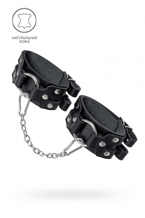 Черные кожаные оковы с двумя ремешками - Pecado - купить с доставкой в Балашихе