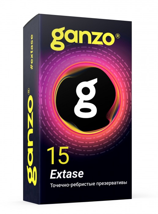 Презервативы анатомической формы с точечной и ребристой структурой Ganzo Extase - 15 шт. - Ganzo - купить с доставкой в Балашихе