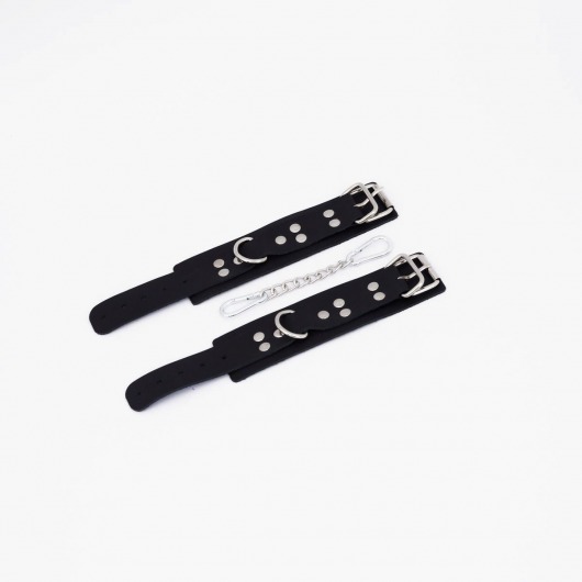 Черные кожаные наручники с регулируемыми ремешками - Crazy Handmade - купить с доставкой в Балашихе