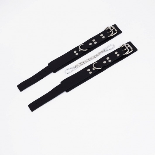 Черные кожаные оковы с регулируемыми ремешками - Crazy Handmade - купить с доставкой в Балашихе