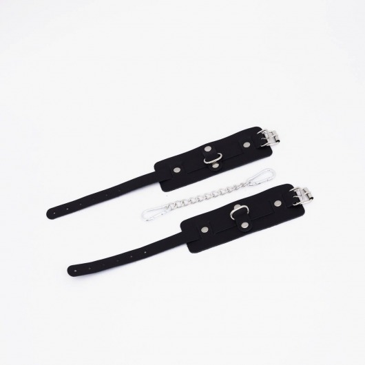 Черные кожаные оковы с хромированной фурнитурой - Crazy Handmade - купить с доставкой в Балашихе