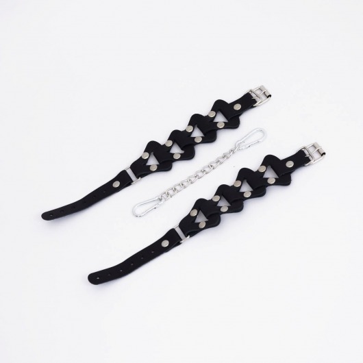 Черные кожаные оковы из звеньев - Crazy Handmade - купить с доставкой в Балашихе