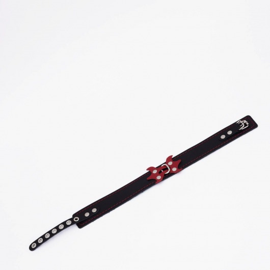 Черный ошейник с красным декором и строчкой - Crazy Handmade - купить с доставкой в Балашихе
