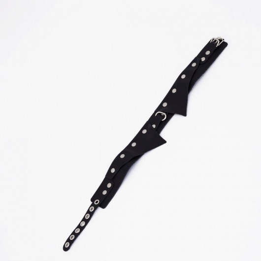 Черный однослойный кожаный ошейник с имитацией воротничка - Crazy Handmade - купить с доставкой в Балашихе