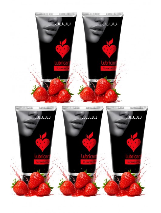 Набор из 5 съедобных лубрикантов JUJU со вкусом клубники - JuJu - купить с доставкой в Балашихе