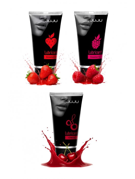 Набор из 3 съедобных лубрикантов JUJU (клубника, малина, вишня) - JuJu - купить с доставкой в Балашихе