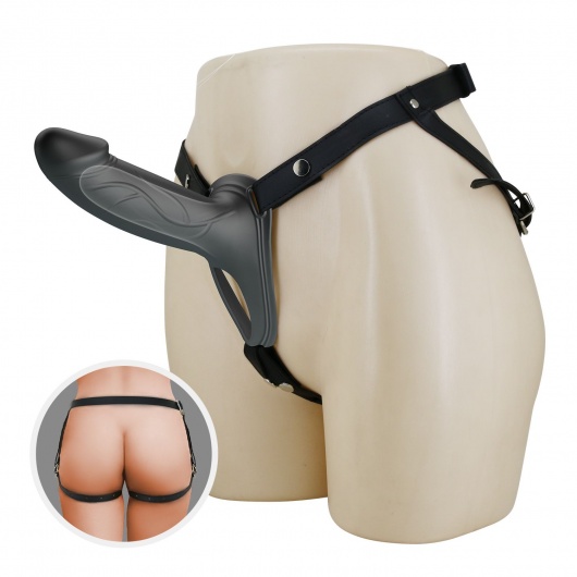 Черный полый мужской страпон London - 16,8 см. - Baile - купить с доставкой в Балашихе