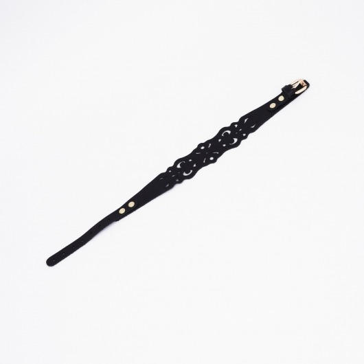 Черный ажурный чокер с золотистой фурнитурой - Crazy Handmade - купить с доставкой в Балашихе