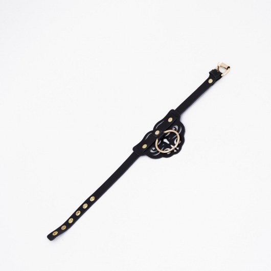 Черный чокер с клепками и золотистой фурнитурой - Crazy Handmade - купить с доставкой в Балашихе