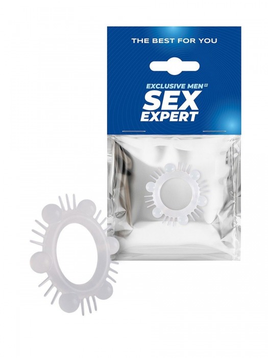 Эластичное эрекционное кольцо с шипиками и шариками - Sex Expert - в Балашихе купить с доставкой