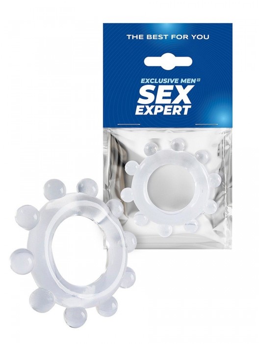 Прозрачное эрекционное кольцо со стимулирующими шариками - Sex Expert - в Балашихе купить с доставкой