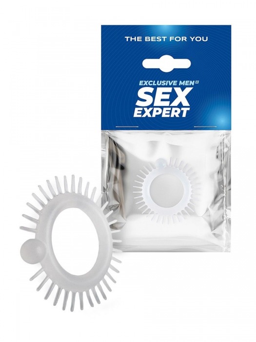 Эластичное эрекционное кольцо с шипиками и шариком - Sex Expert - в Балашихе купить с доставкой