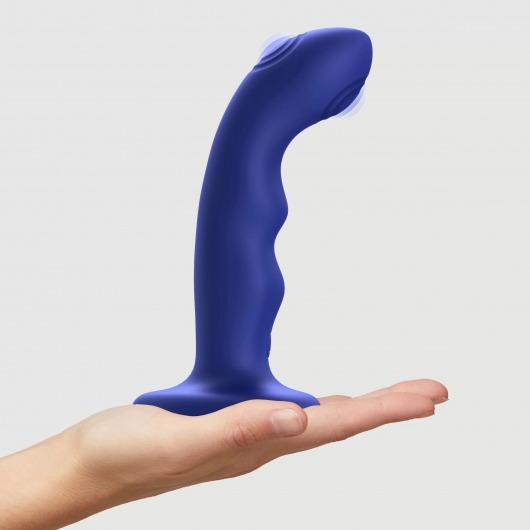 Синяя насадка-стимулятор Strap-On-Me Tapping Dildo Wave - Strap-on-me - купить с доставкой в Балашихе