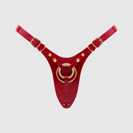 Красный пояс для фиксации насадок Strap-On-Me Leatherette Harness Fabulous - Strap-on-me - купить с доставкой в Балашихе