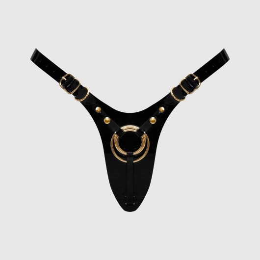 Черный пояс для фиксации насадок Strap-On-Me Leatherette Harness Fabulous - Strap-on-me - купить с доставкой в Балашихе