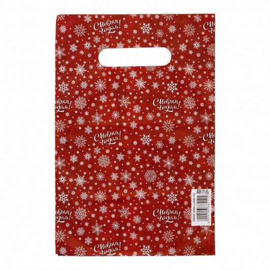 Красный подарочный новогодний пакет с вырубной ручкой (20х30 см) - Сима-Ленд - купить с доставкой в Балашихе