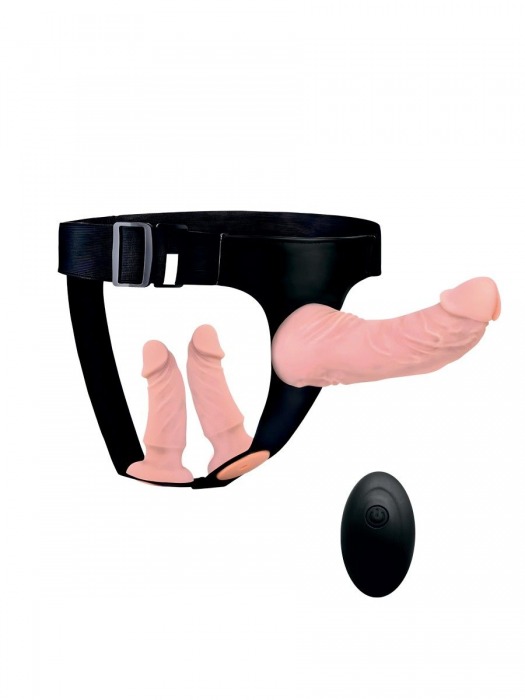 Женский страпон с 3 насадками и вибрацией - Erowoman-Eroman - купить с доставкой в Балашихе