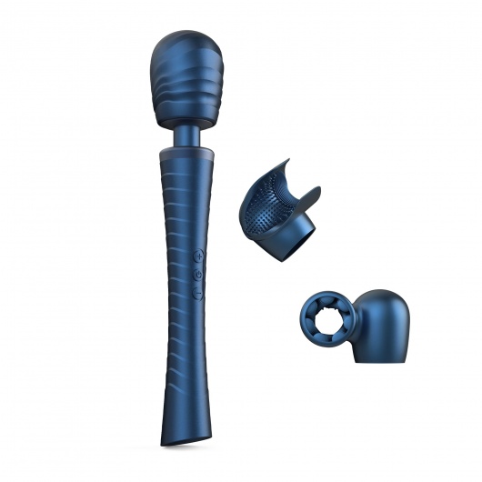 Синий вибромассажёр с насадками Man.wand Edgy - Manwan - в Балашихе купить с доставкой