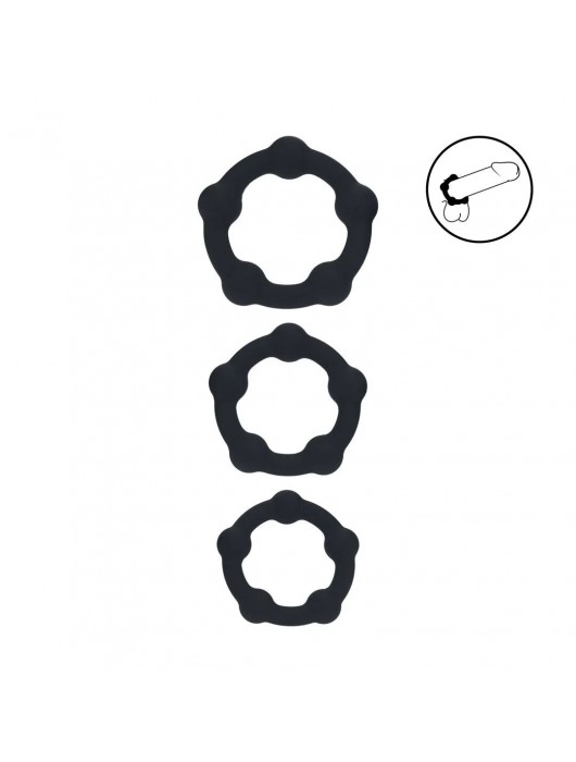 Набор из 3 эрекционных колец Beaded Silicone Cockring Set - Shots Media BV - в Балашихе купить с доставкой