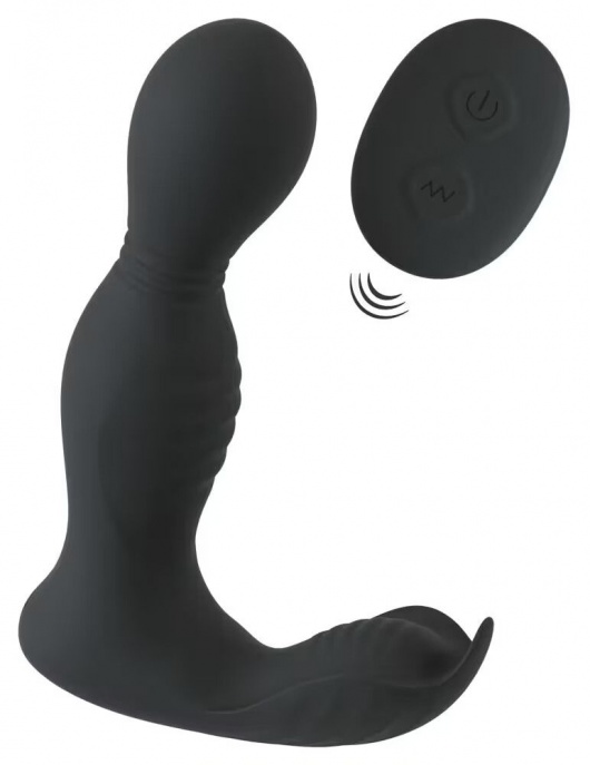 Черная анальная пробка с вибрацией, вращением и пультом ДУ RC Butt Plug with 2 Functions - Orion - в Балашихе купить с доставкой