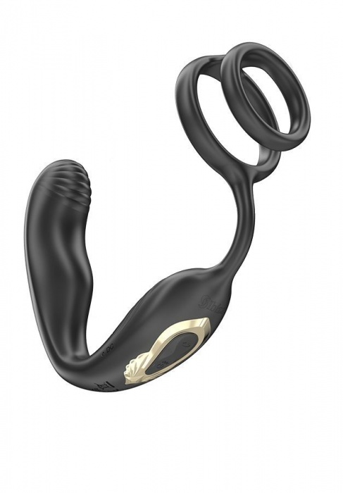 Черная анальная пробка с вращением и эрекционными кольцами - Ibiza - в Балашихе купить с доставкой