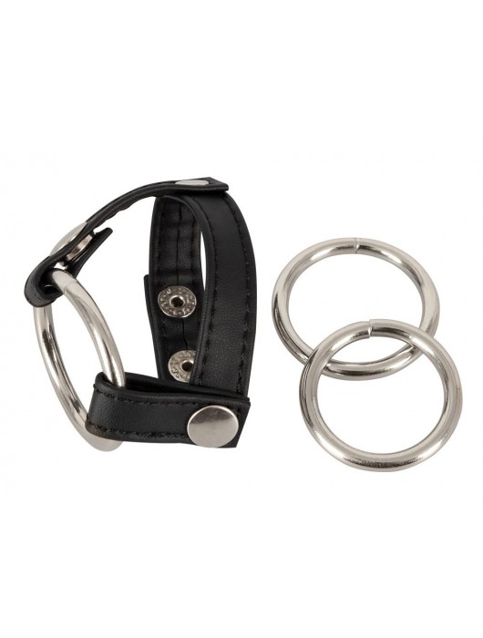 Подхват для мошонки с 3 съемными эрекционными кольцами Leder-Riemen - Orion - в Балашихе купить с доставкой