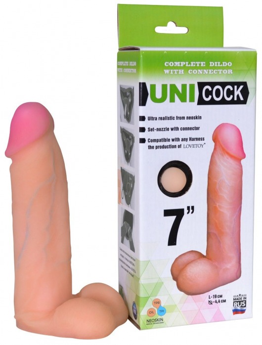 Фаллическая насадка Харнесс UNICOCK 7  - 19 см. - LOVETOY (А-Полимер) - купить с доставкой в Балашихе