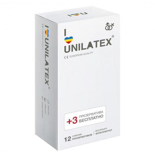 Разноцветные ароматизированные презервативы Unilatex Multifruit  - 12 шт. + 3 шт. в подарок - Unilatex - купить с доставкой в Балашихе