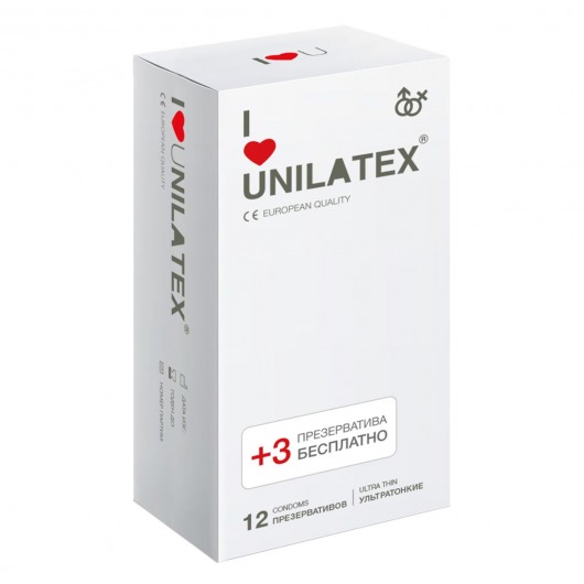 Ультратонкие презервативы Unilatex Ultra Thin - 12 шт. + 3 шт. в подарок - Unilatex - купить с доставкой в Балашихе