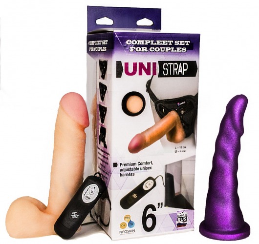 Вибрострапон с двумя насадками UniStrap - 18 и 18 см. - LOVETOY (А-Полимер) - купить с доставкой в Балашихе
